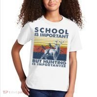 School Is Important But Hunting Is Importanter Deer Hunting Kids T-Shirt thumb 2