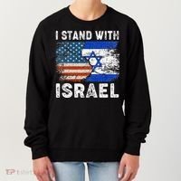 Support Israel I Stand With Israel Israeli Flag Us Flag Women's Sweatshirt thumb 0