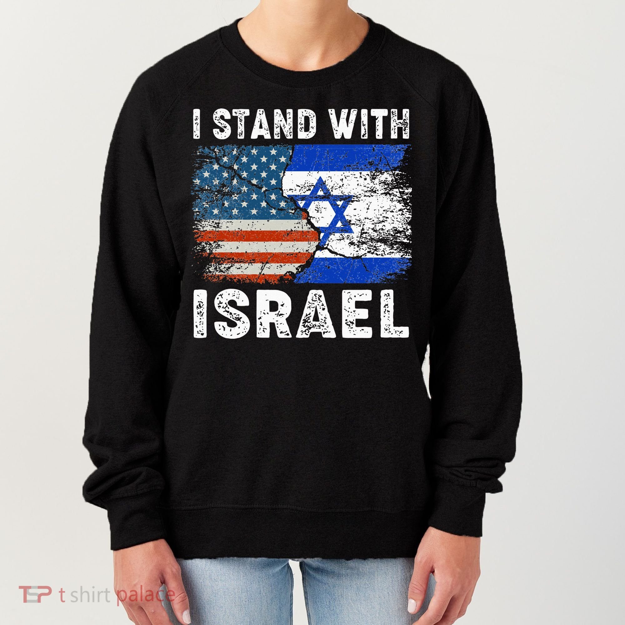 Support Israel I Stand With Israel Israeli Flag Us Flag Women's Sweatshirt