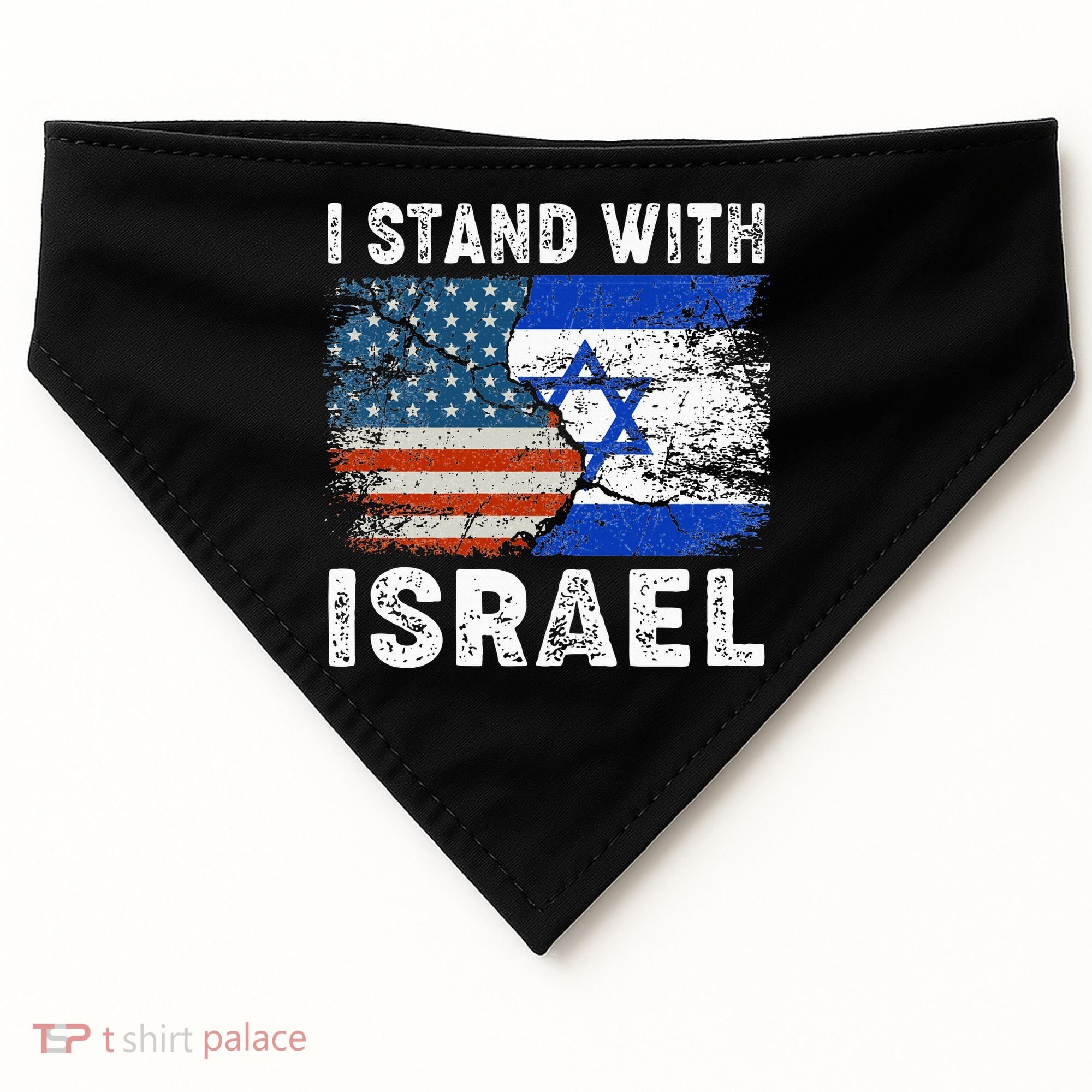 Support Israel I Stand With Israel Israeli Flag Us Flag USA-Made Doggie Bandana