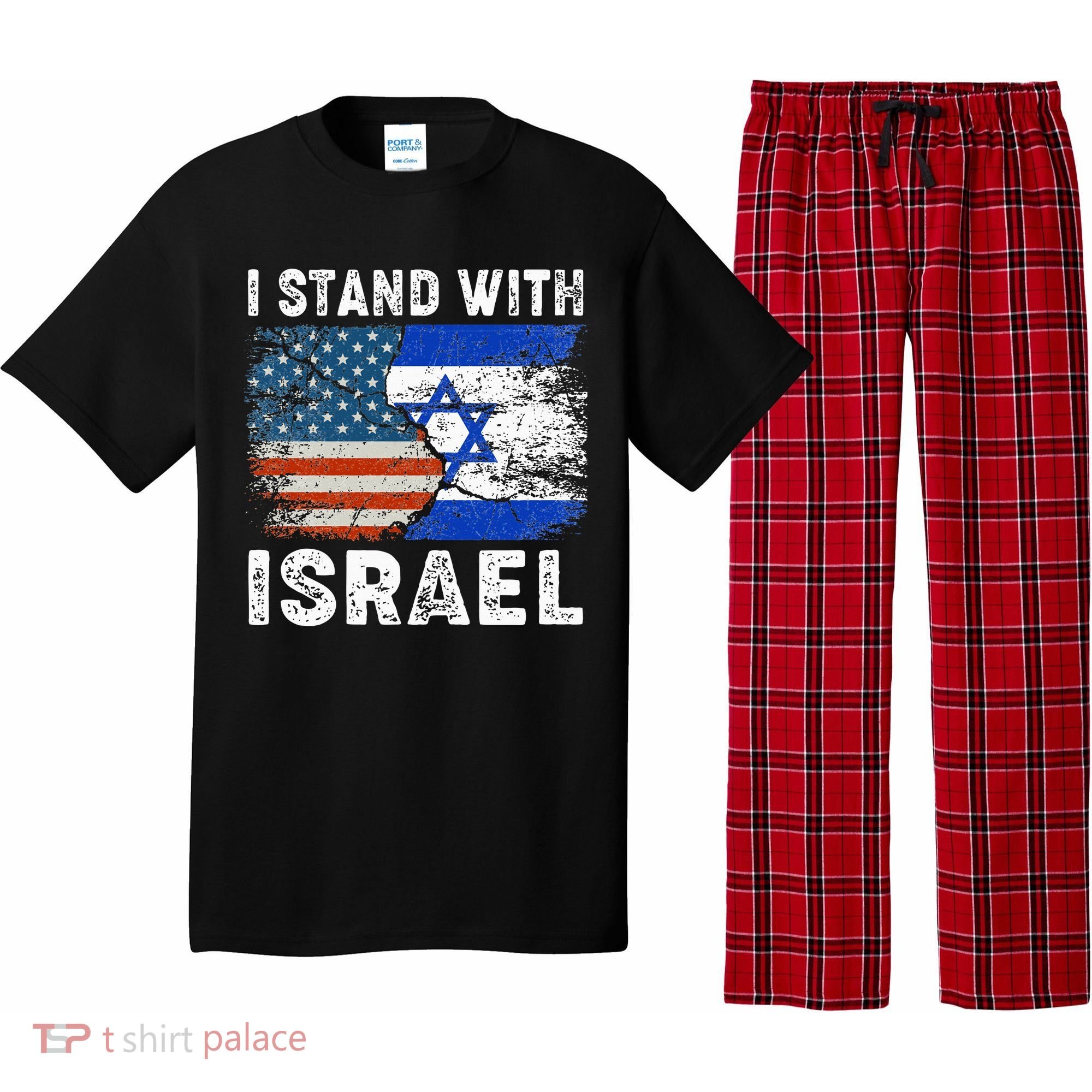 Support Israel I Stand With Israel Israeli Flag Us Flag Pajama Set