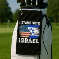 Support Israel I Stand With Israel Israeli Flag Us Flag Golf Towel thumb 2