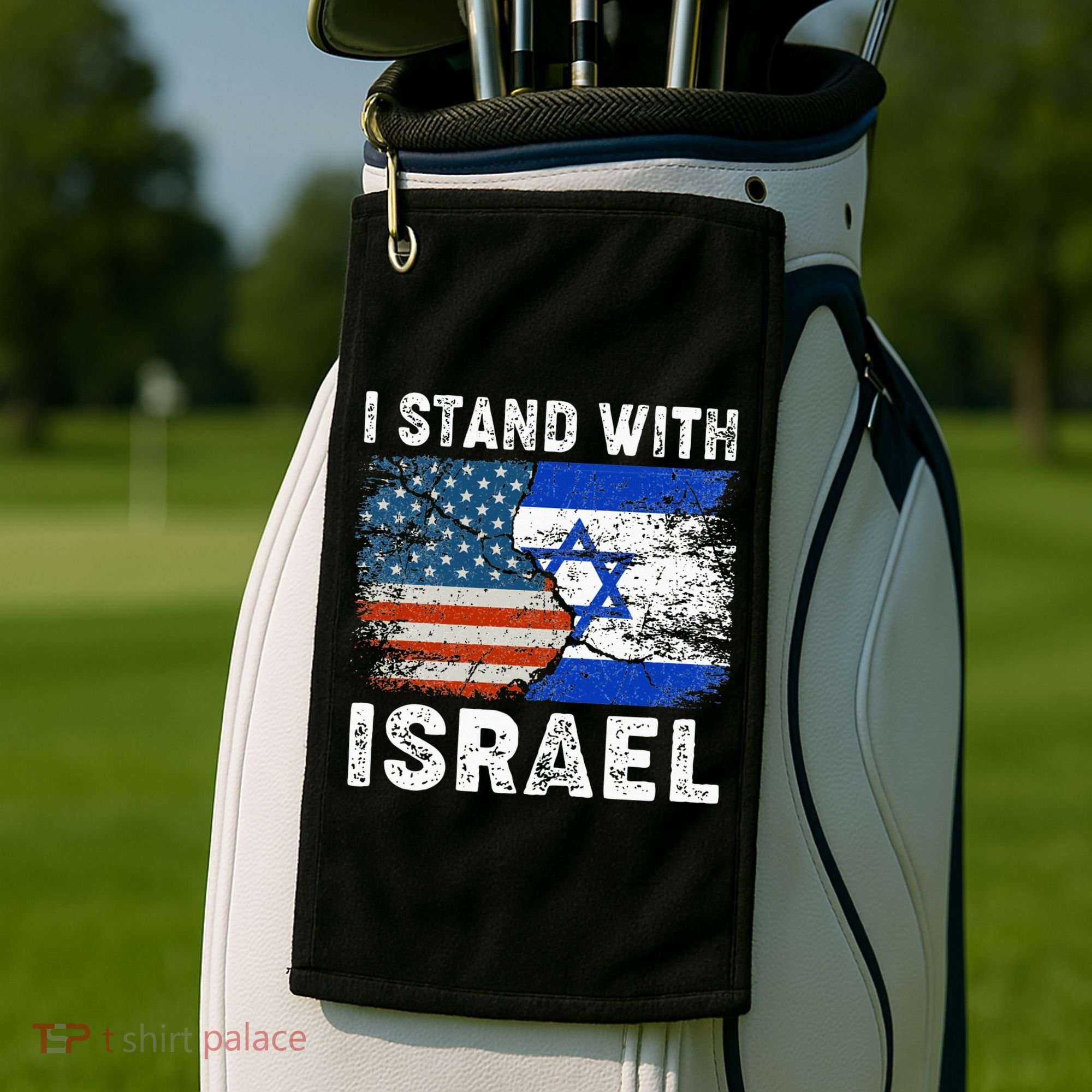 Support Israel I Stand With Israel Israeli Flag Us Flag Golf Towel