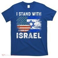 Support Israel I Stand With Israel Israeli Flag Us Flag T-Shirt thumb 0