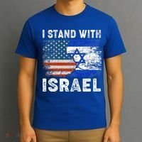 Support Israel I Stand With Israel Israeli Flag Us Flag T-Shirt thumb 3