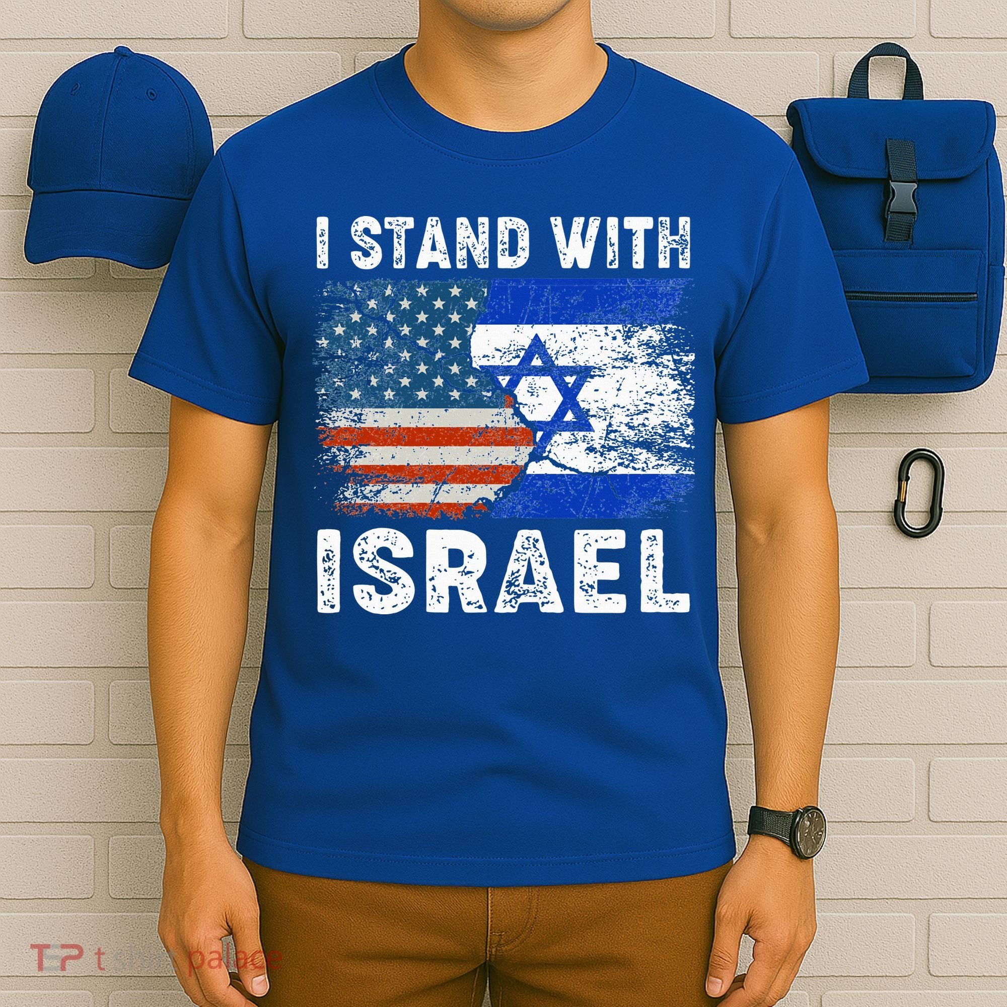 Support Israel I Stand With Israel Israeli Flag Us Flag T-Shirt