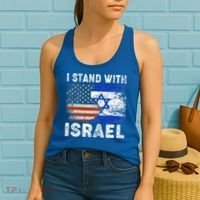 Support Israel I Stand With Israel Israeli Flag Us Flag Women's Tank Top thumb 2