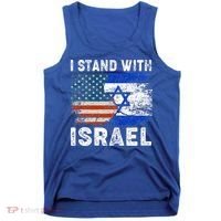 Support Israel I Stand With Israel Israeli Flag Us Flag Tank Top thumb 0