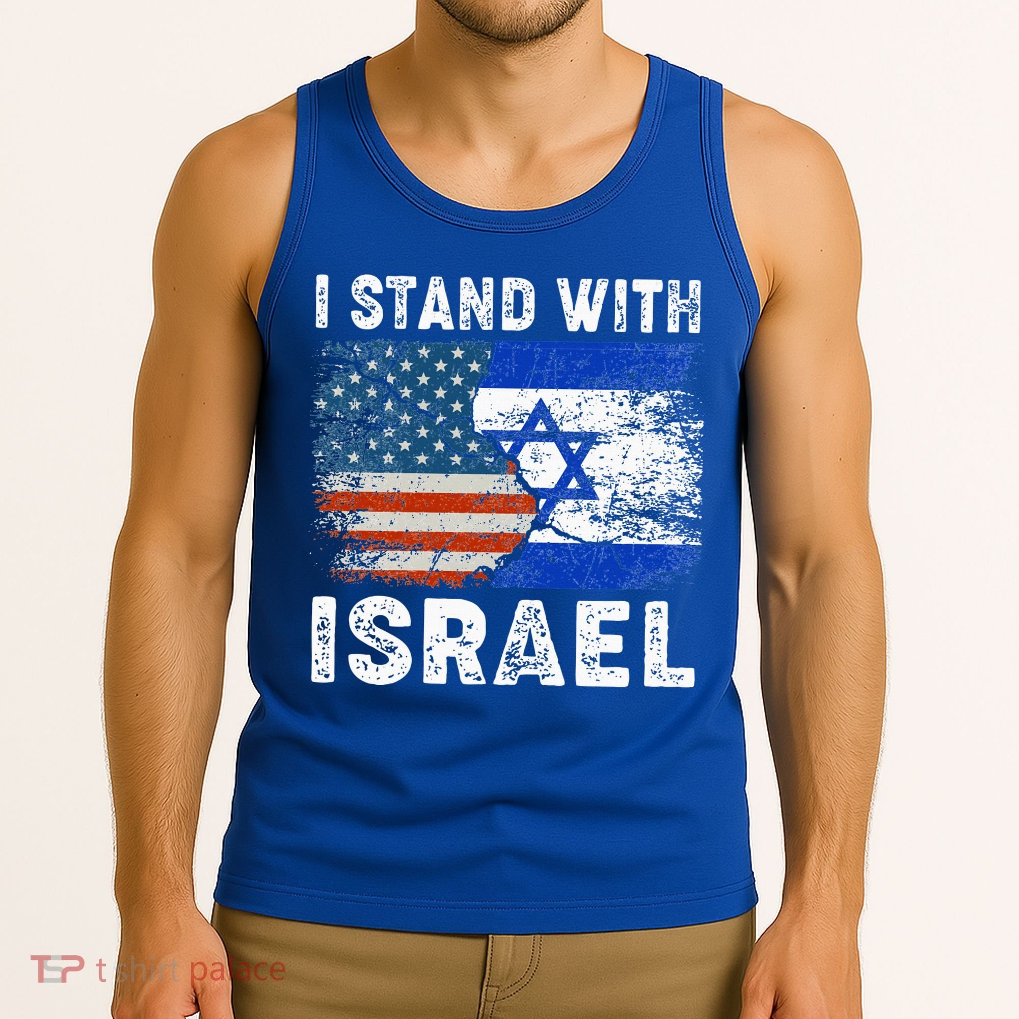 Support Israel I Stand With Israel Israeli Flag Us Flag Tank Top
