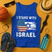Support Israel I Stand With Israel Israeli Flag Us Flag Tank Top thumb 4