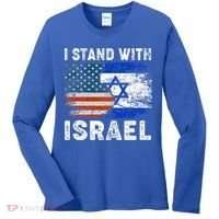 Support Israel I Stand With Israel Israeli Flag Us Flag Women's Long Sleeve Shirt thumb 0
