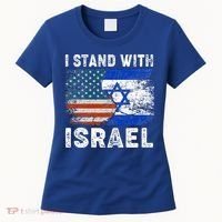 Support Israel I Stand With Israel Israeli Flag Us Flag Women's T-Shirt thumb 0
