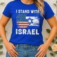 Support Israel I Stand With Israel Israeli Flag Us Flag Women's T-Shirt thumb 2
