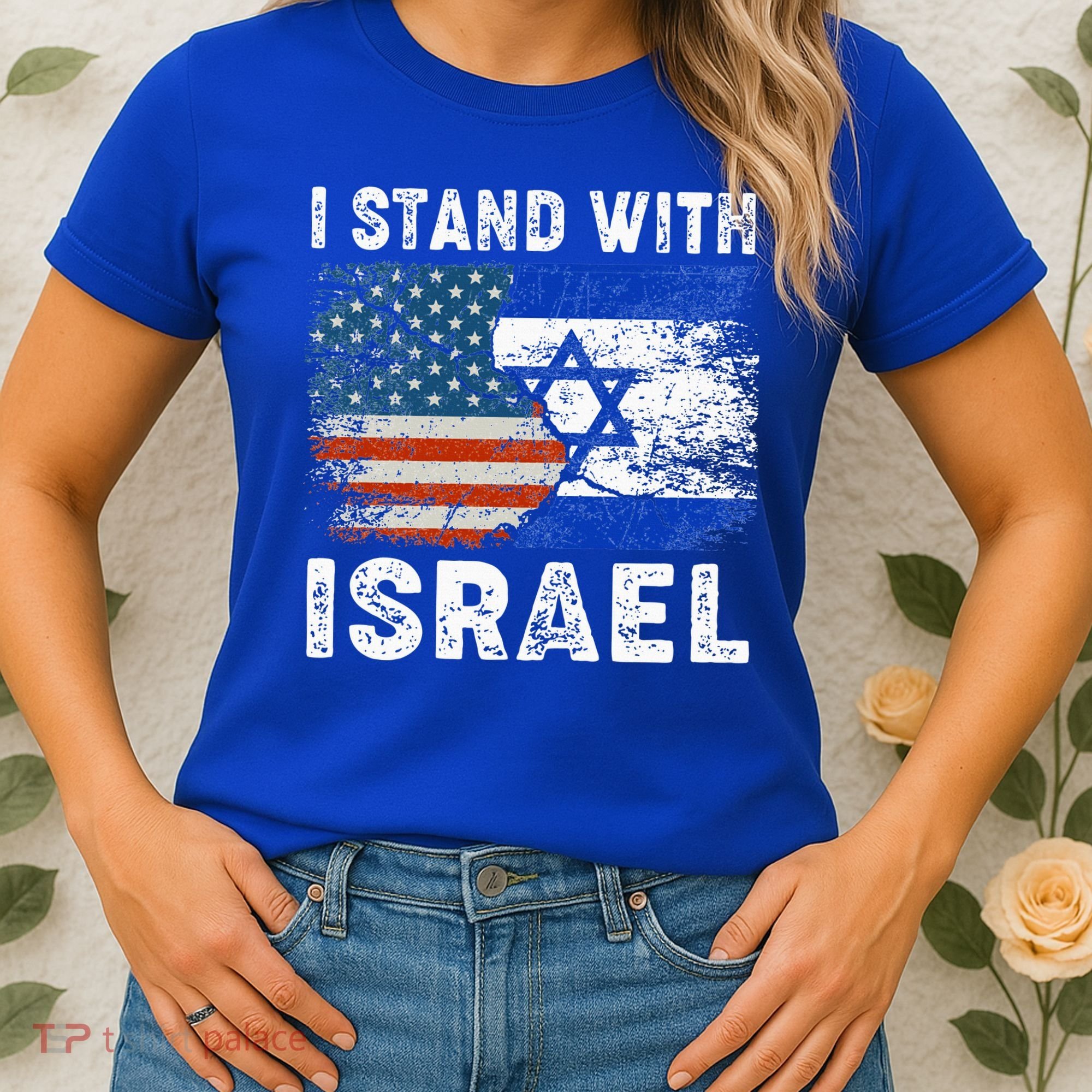 Support Israel I Stand With Israel Israeli Flag Us Flag Women's T-Shirt