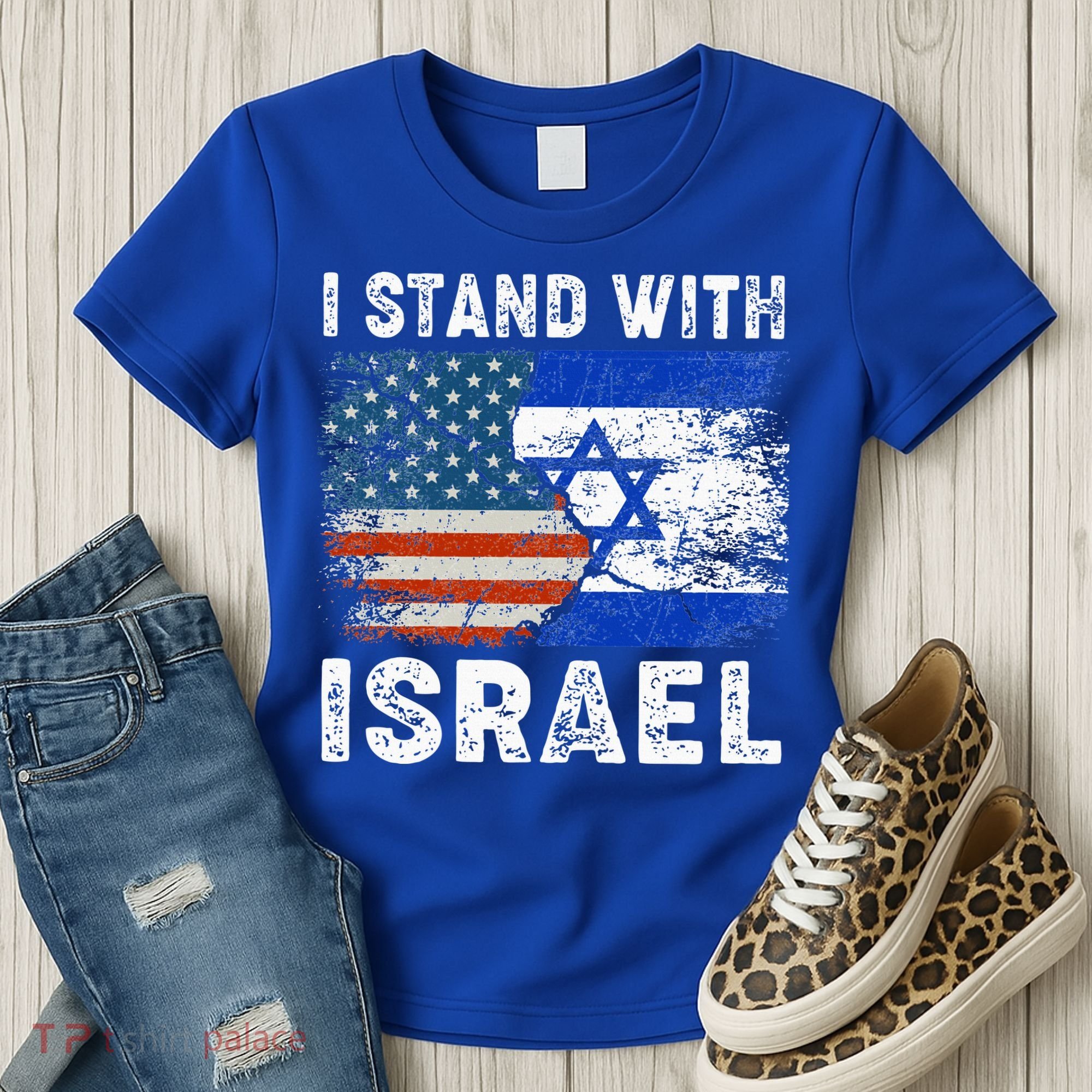 Support Israel I Stand With Israel Israeli Flag Us Flag Women's T-Shirt
