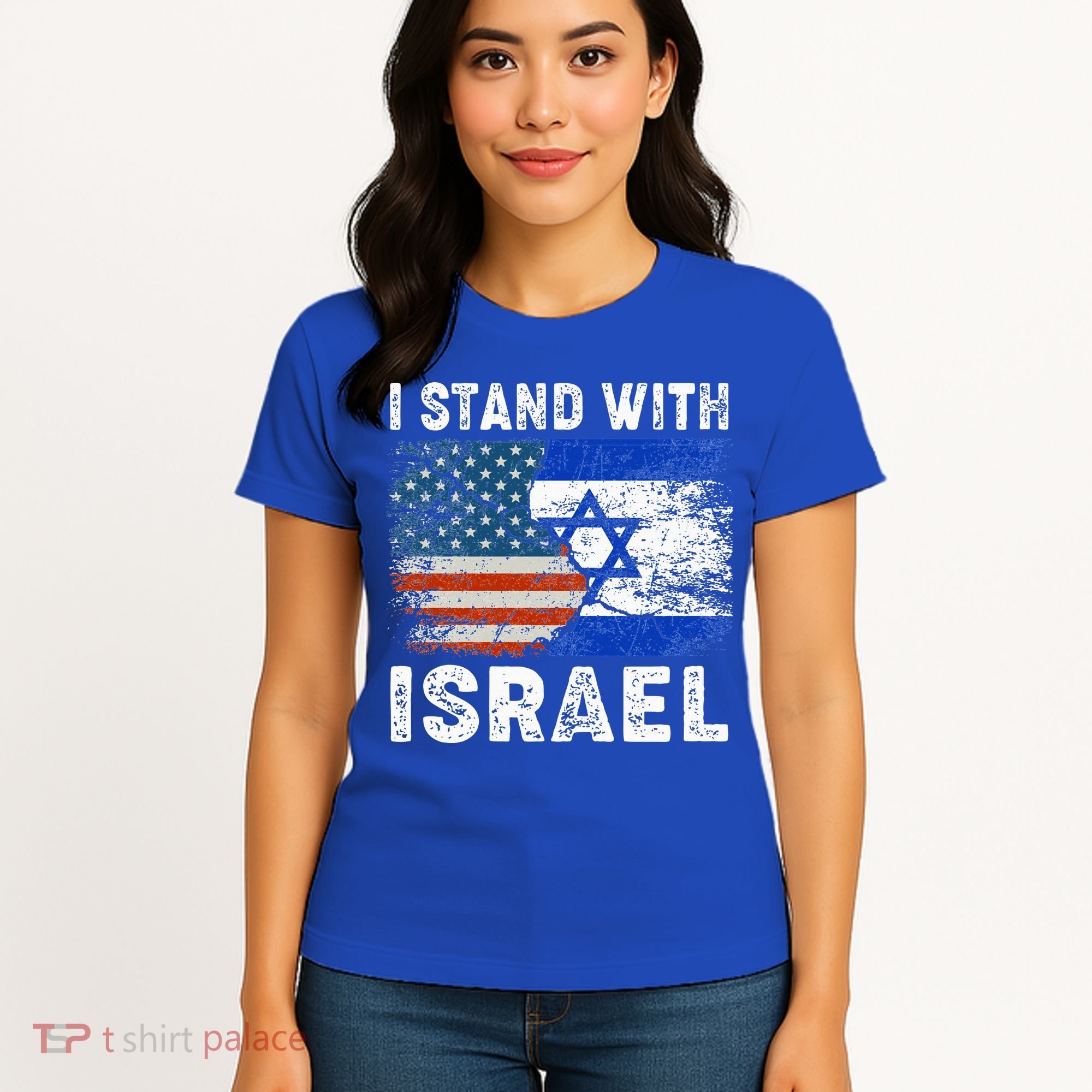 Support Israel I Stand With Israel Israeli Flag Us Flag Women's T-Shirt