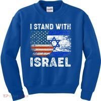 Support Israel I Stand With Israel Israeli Flag Us Flag Kids Sweatshirt thumb 0