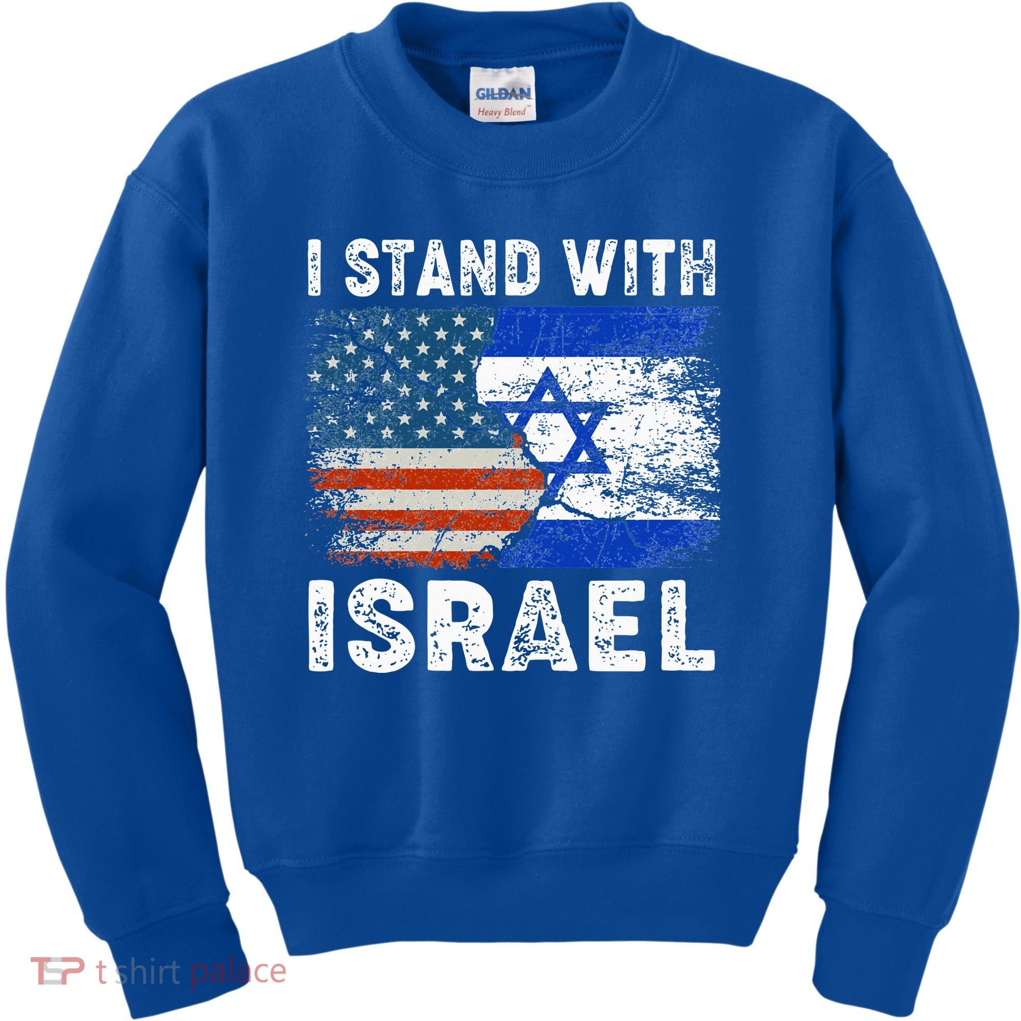 Support Israel I Stand With Israel Israeli Flag Us Flag Kids Sweatshirt