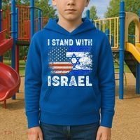 Support Israel I Stand With Israel Israeli Flag Us Flag Kids Hoodie thumb 2