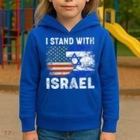 Support Israel I Stand With Israel Israeli Flag Us Flag Kids Hoodie thumb 3