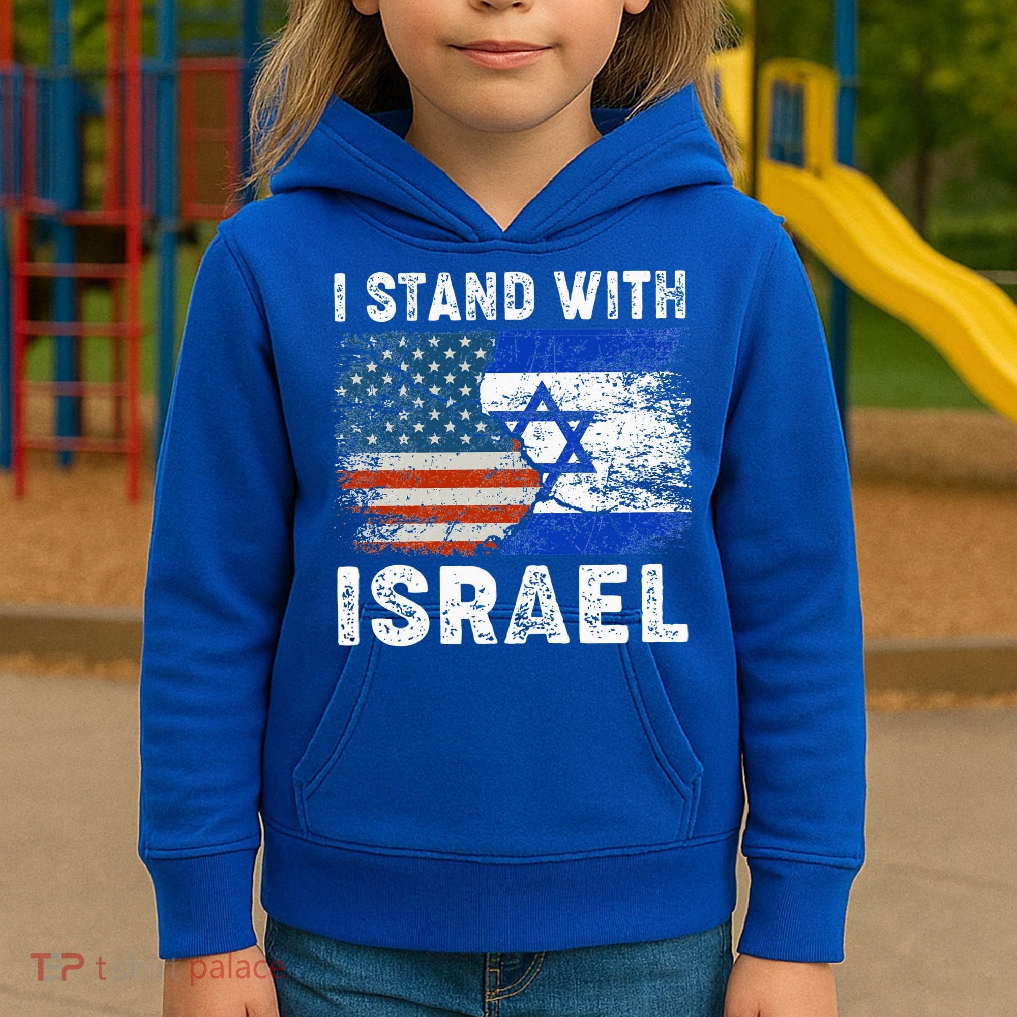 Support Israel I Stand With Israel Israeli Flag Us Flag Kids Hoodie