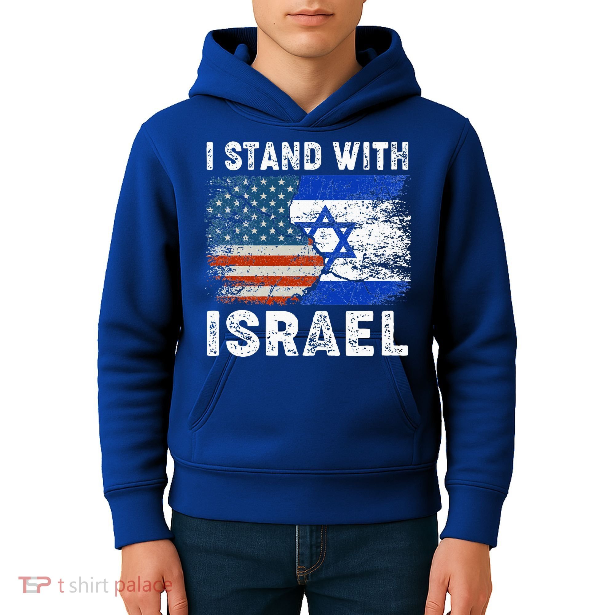 Support Israel I Stand With Israel Israeli Flag Us Flag Kids Hoodie