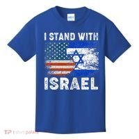 Support Israel I Stand With Israel Israeli Flag Us Flag Kids T-Shirt thumb 0