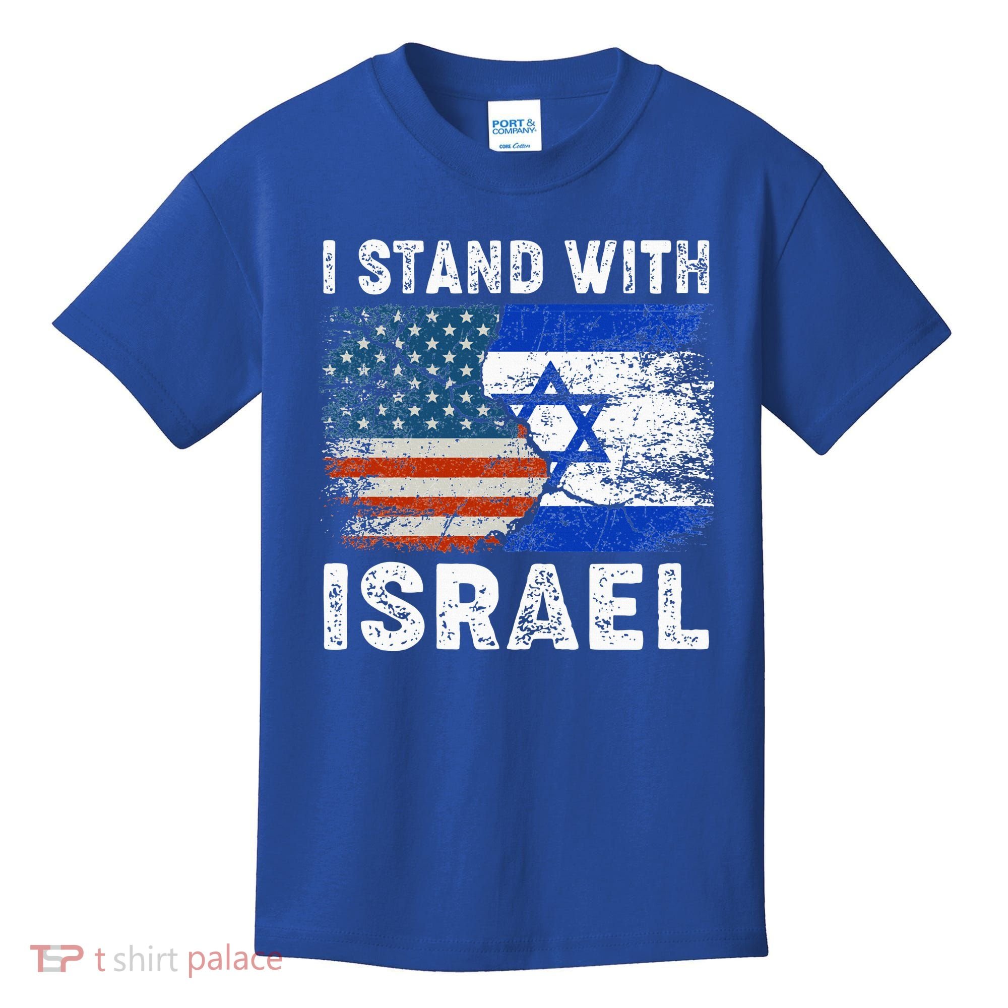 Support Israel I Stand With Israel Israeli Flag Us Flag Kids T-Shirt