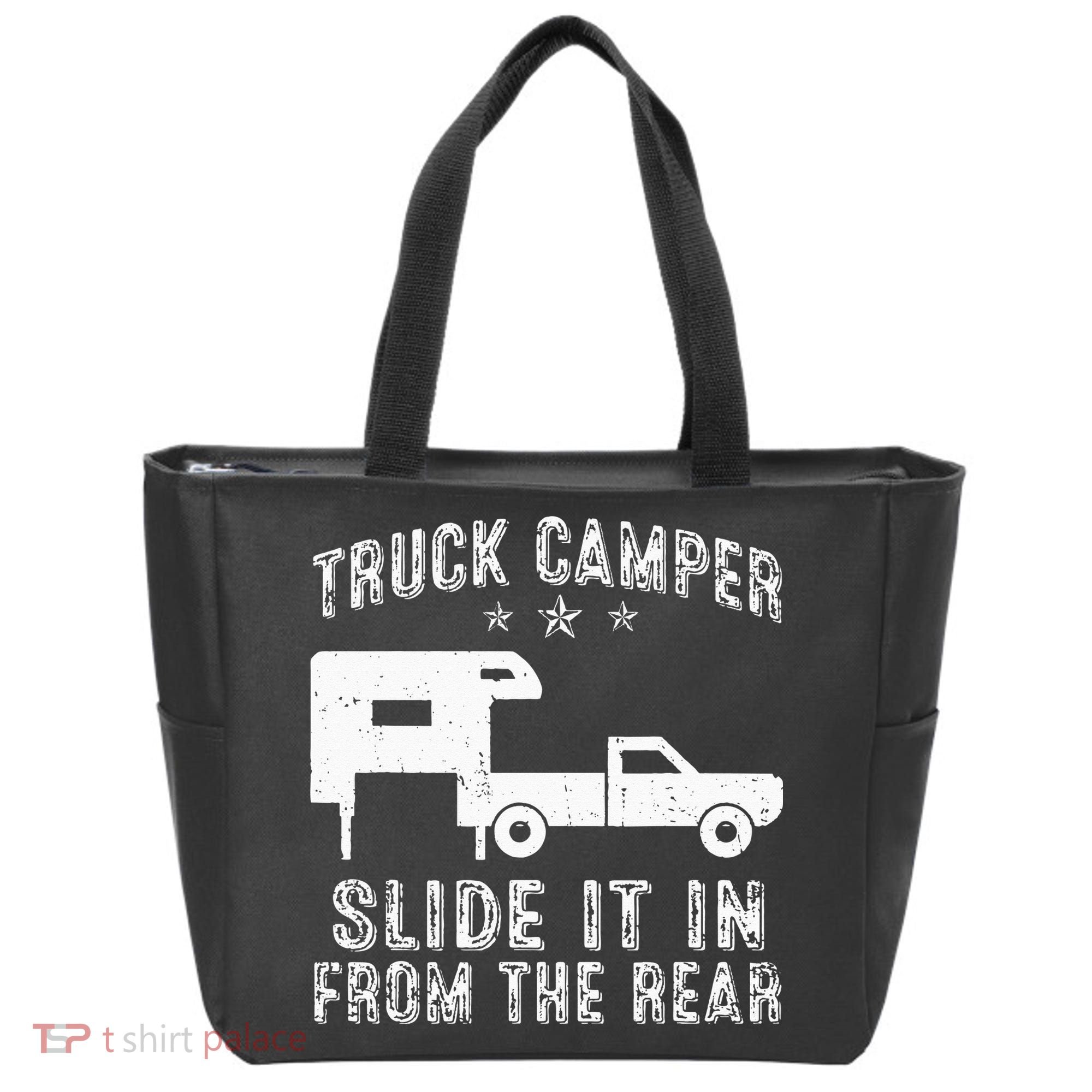 Slide It In From The Rear SlideIn Cabover Truck Camper Tote Bag
