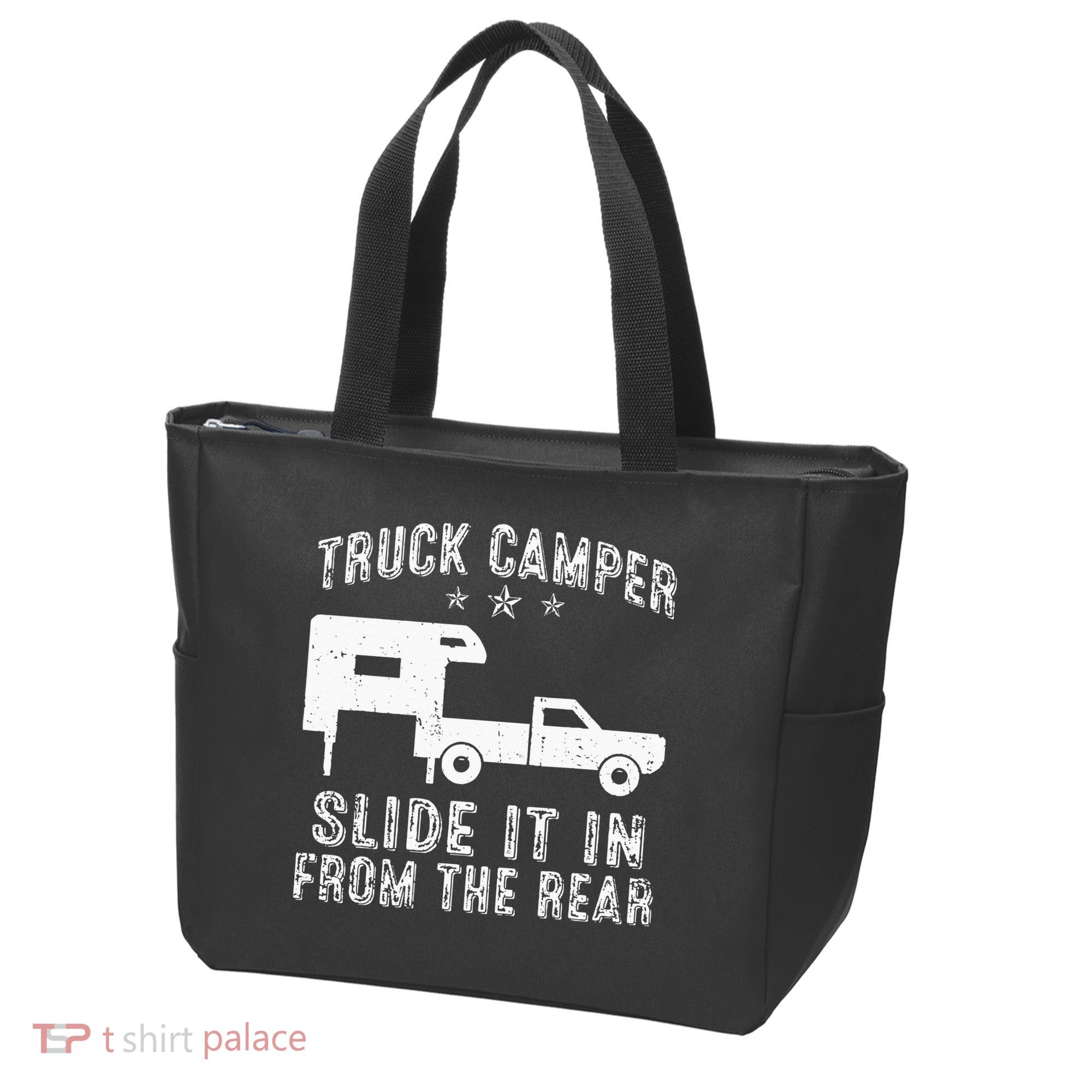 Slide It In From The Rear SlideIn Cabover Truck Camper Tote Bag