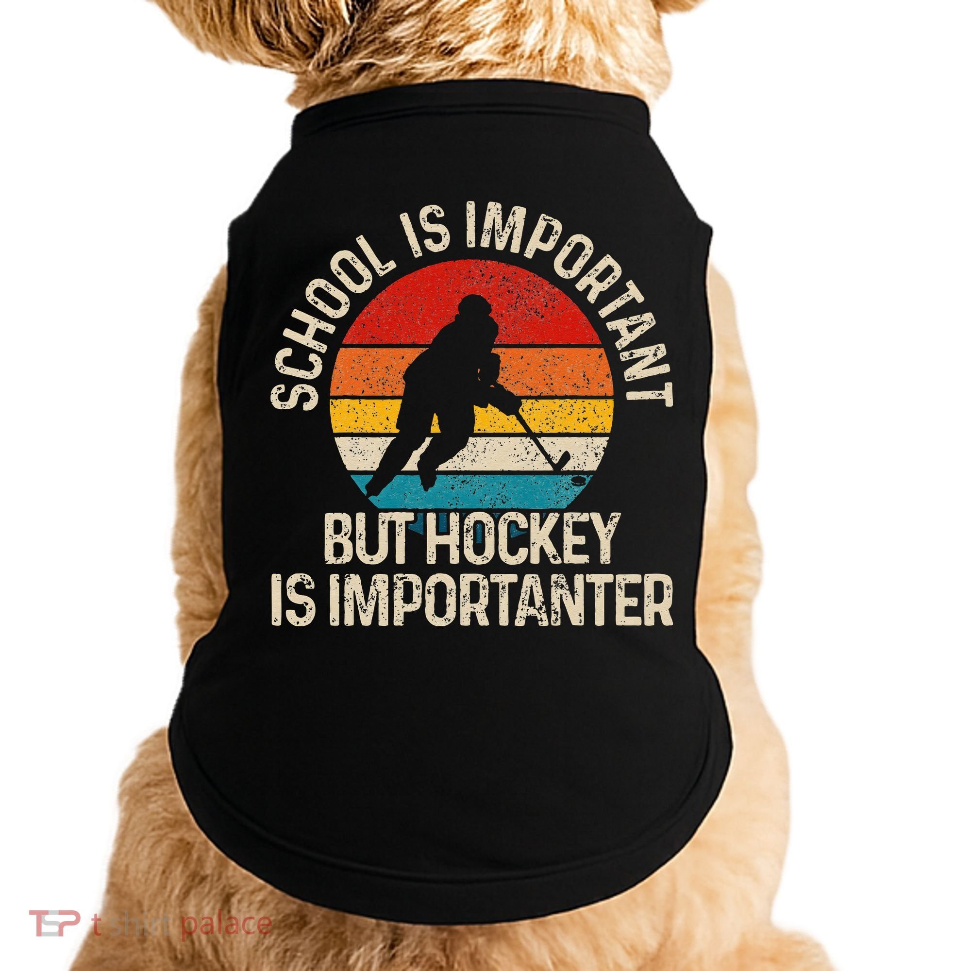 School Is Important But Hockey Is Importanter Funny Gist Doggie Tank