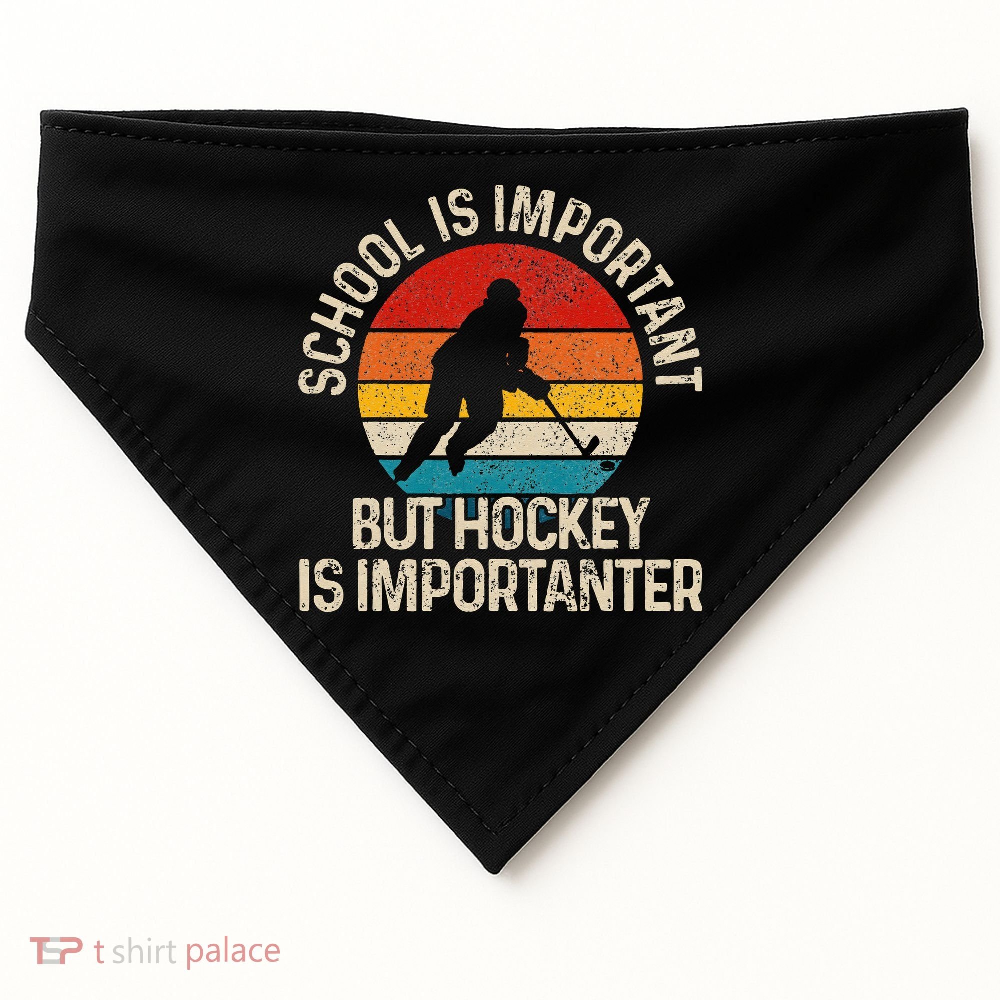 School Is Important But Hockey Is Importanter Funny Gist USA-Made Doggie Bandana