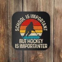 School Is Important But Hockey Is Importanter Funny Gist Coaster thumb 0