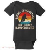 School Is Important But Hockey Is Importanter Funny Gist Baby Bodysuit thumb 0