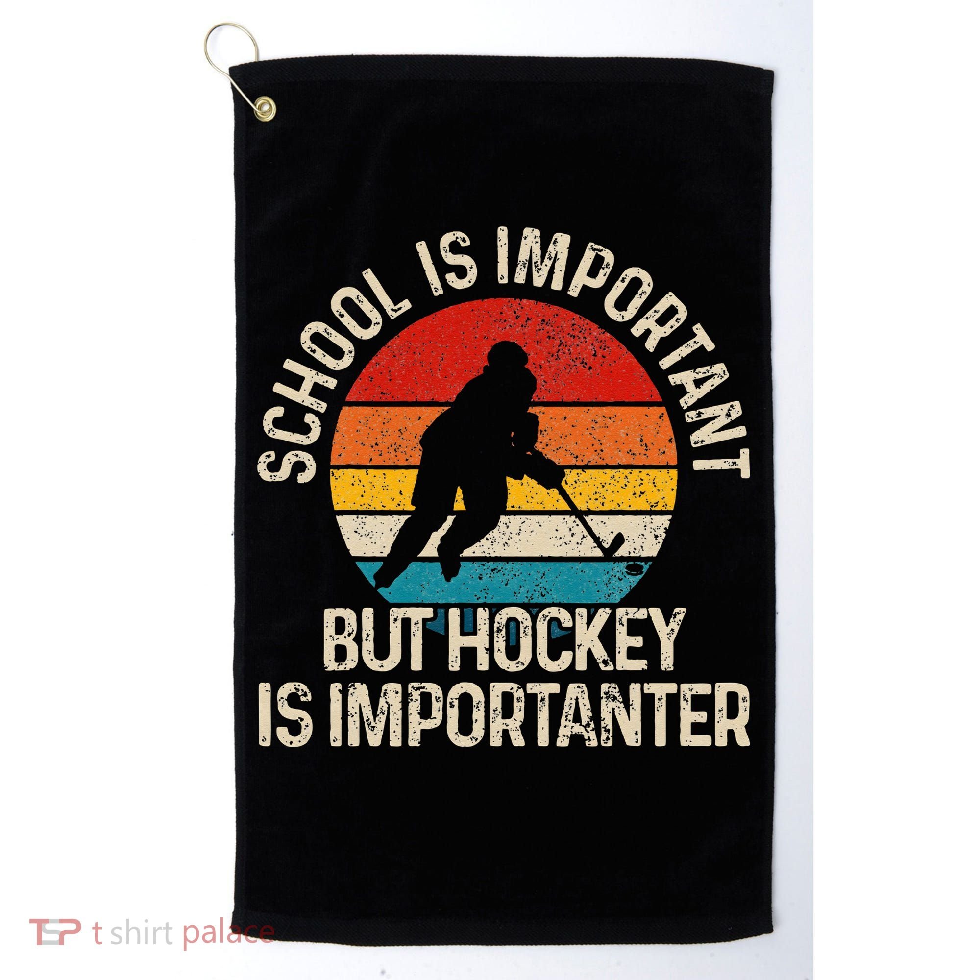 School Is Important But Hockey Is Importanter Funny Gist Golf Towel