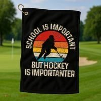 School Is Important But Hockey Is Importanter Funny Gist Golf Towel thumb 1