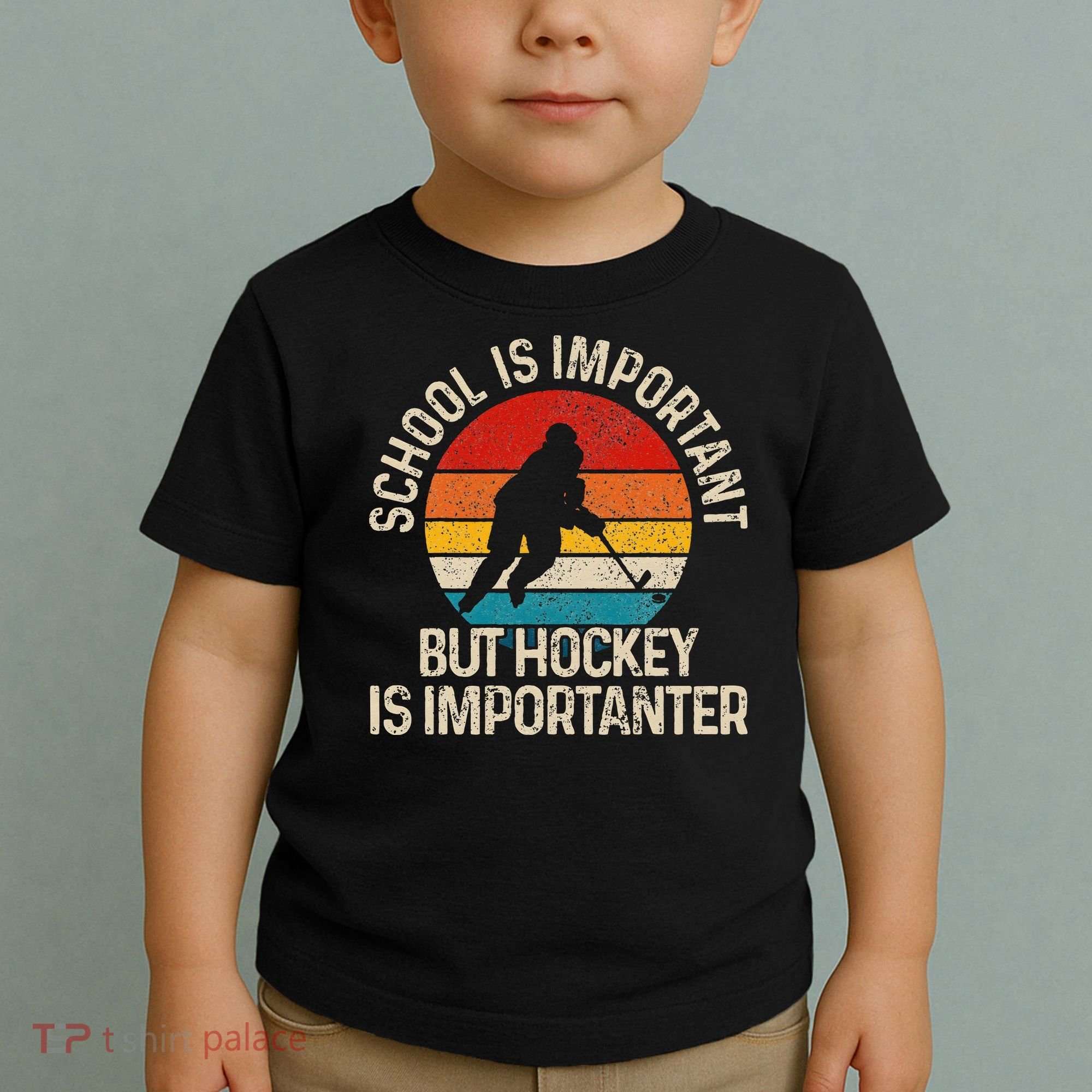 School Is Important But Hockey Is Importanter Funny Gist Toddler T-Shirt