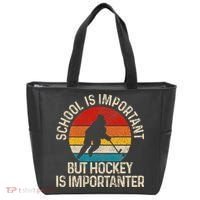 School Is Important But Hockey Is Importanter Funny Gist Tote Bag thumb 0