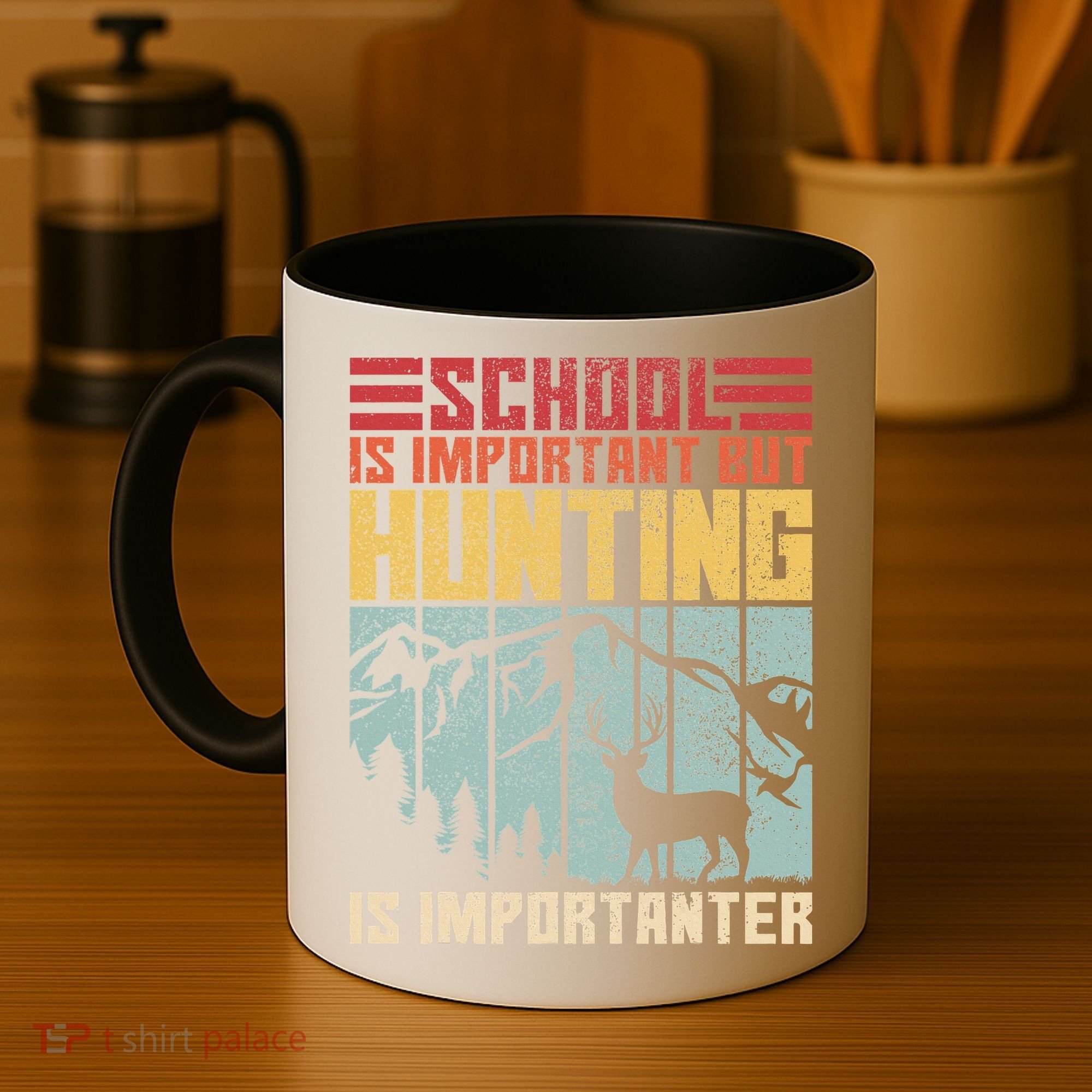 School Is Important But Hunting Is Importanter Deer Hunting Coffee Mug