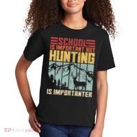 School Is Important But Hunting Is Importanter Deer Hunting Kids T-Shirt thumb 2