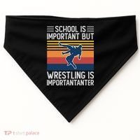 School Is Important But Wrestling Is Importanter Funny USA-Made Doggie Bandana thumb 0