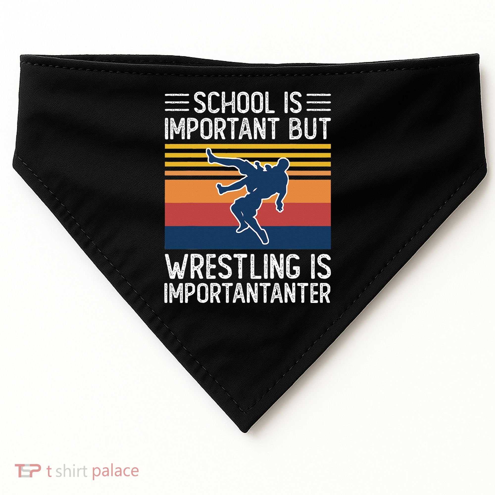 School Is Important But Wrestling Is Importanter Funny USA-Made Doggie Bandana