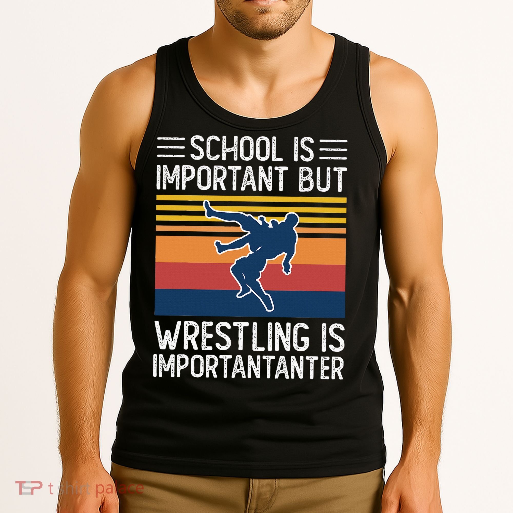 School Is Important But Wrestling Is Importanter Funny Tank Top