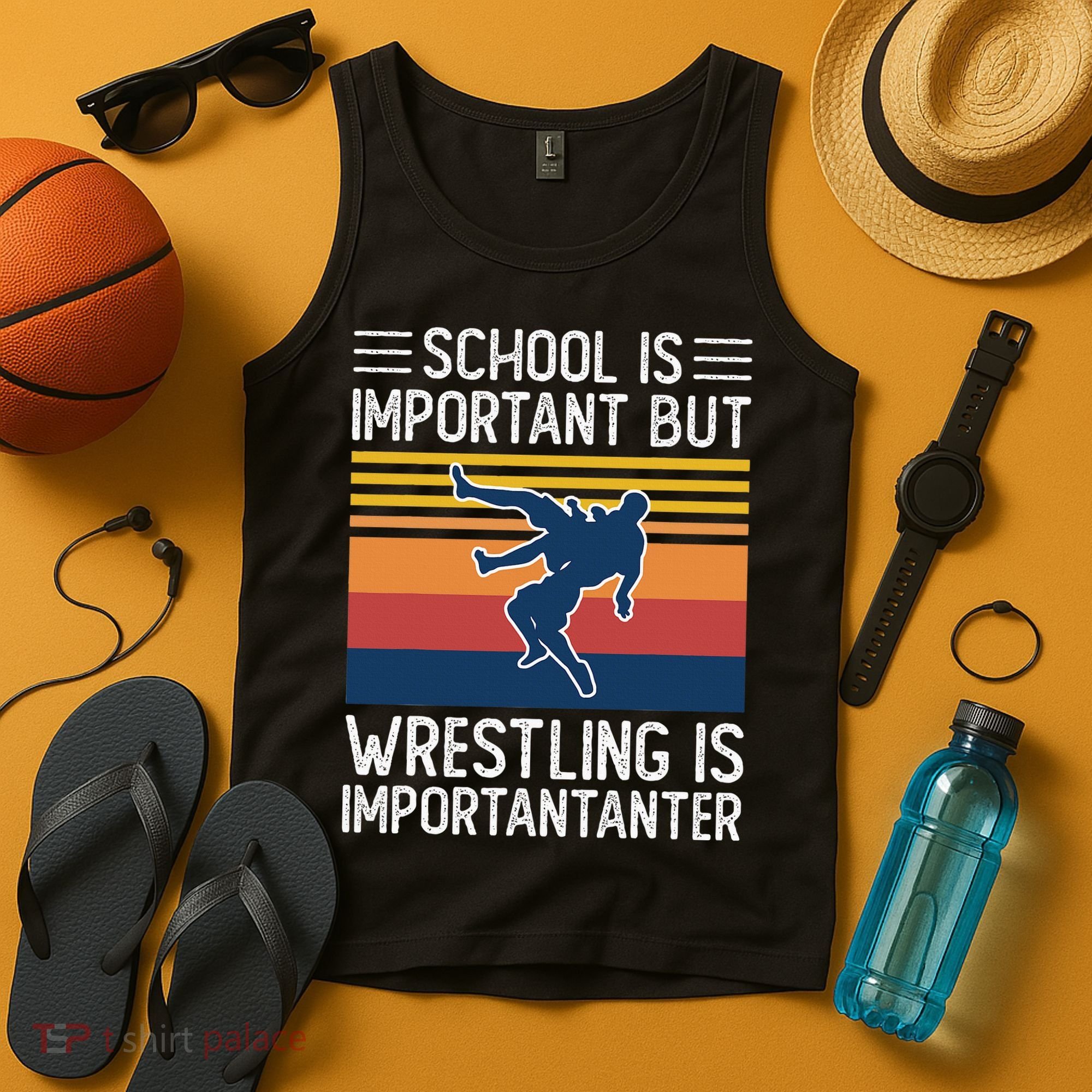 School Is Important But Wrestling Is Importanter Funny Tank Top