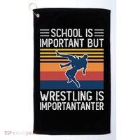 School Is Important But Wrestling Is Importanter Funny Golf Towel thumb 0