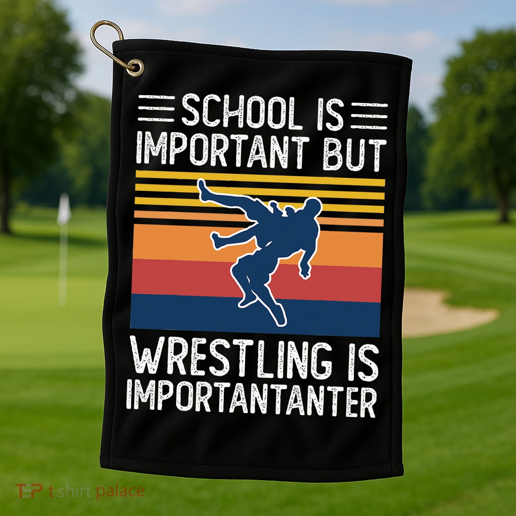 School Is Important But Wrestling Is Importanter Funny Golf Towel