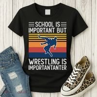 School Is Important But Wrestling Is Importanter Funny Women's T-Shirt thumb 3