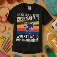 School Is Important But Wrestling Is Importanter Funny Kids T-Shirt thumb 3