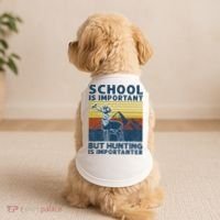 School Is Important But Hunting Is Importanter Deer Hunting Doggie Tank thumb 2