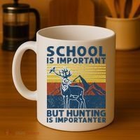 School Is Important But Hunting Is Importanter Deer Hunting Coffee Mug thumb 4